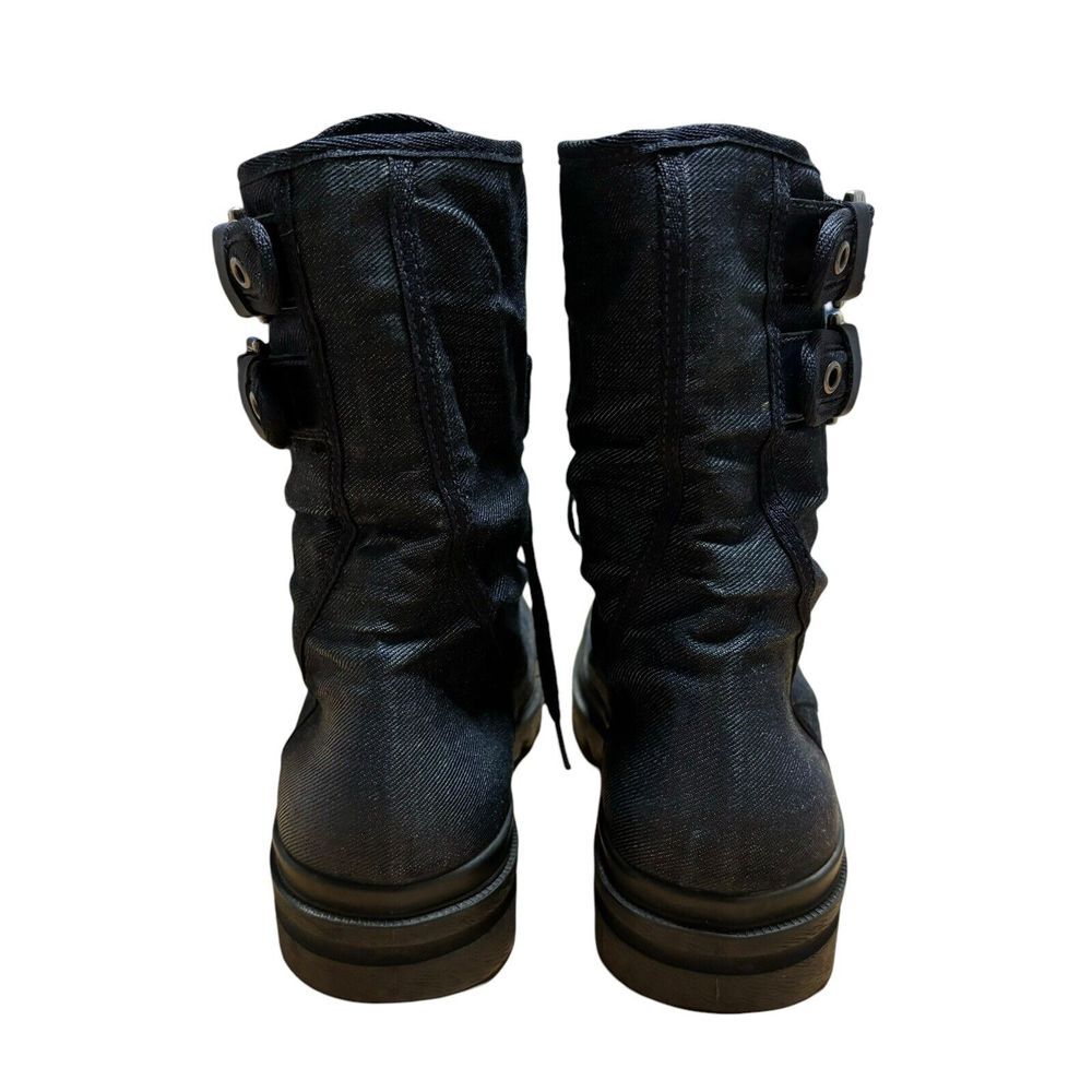 RALPH LAUREN COLLECTION Buckle Lace-up Boot Denim Made In Italy Size 7 D - Picture 5 of 7
